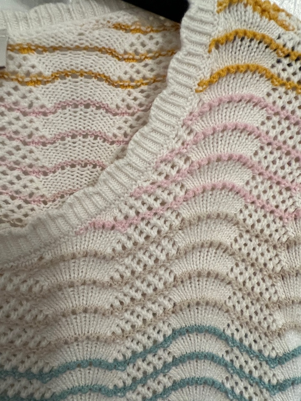 LOFT Colorful Scallop Pointelle Half Sleeve Sweater - Picture 6 of 6